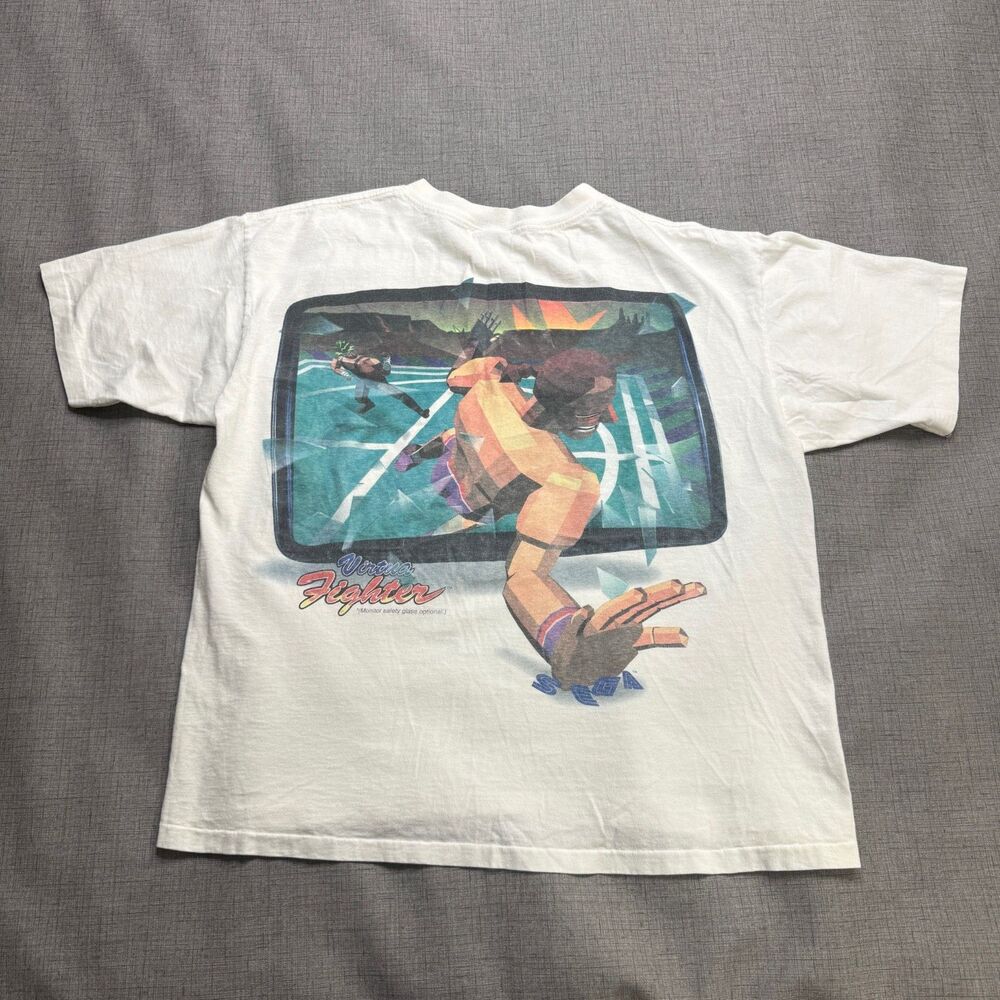 Vintage Sega Virtua Fighter T-Shirt Men's XL White Generra Hypercolor